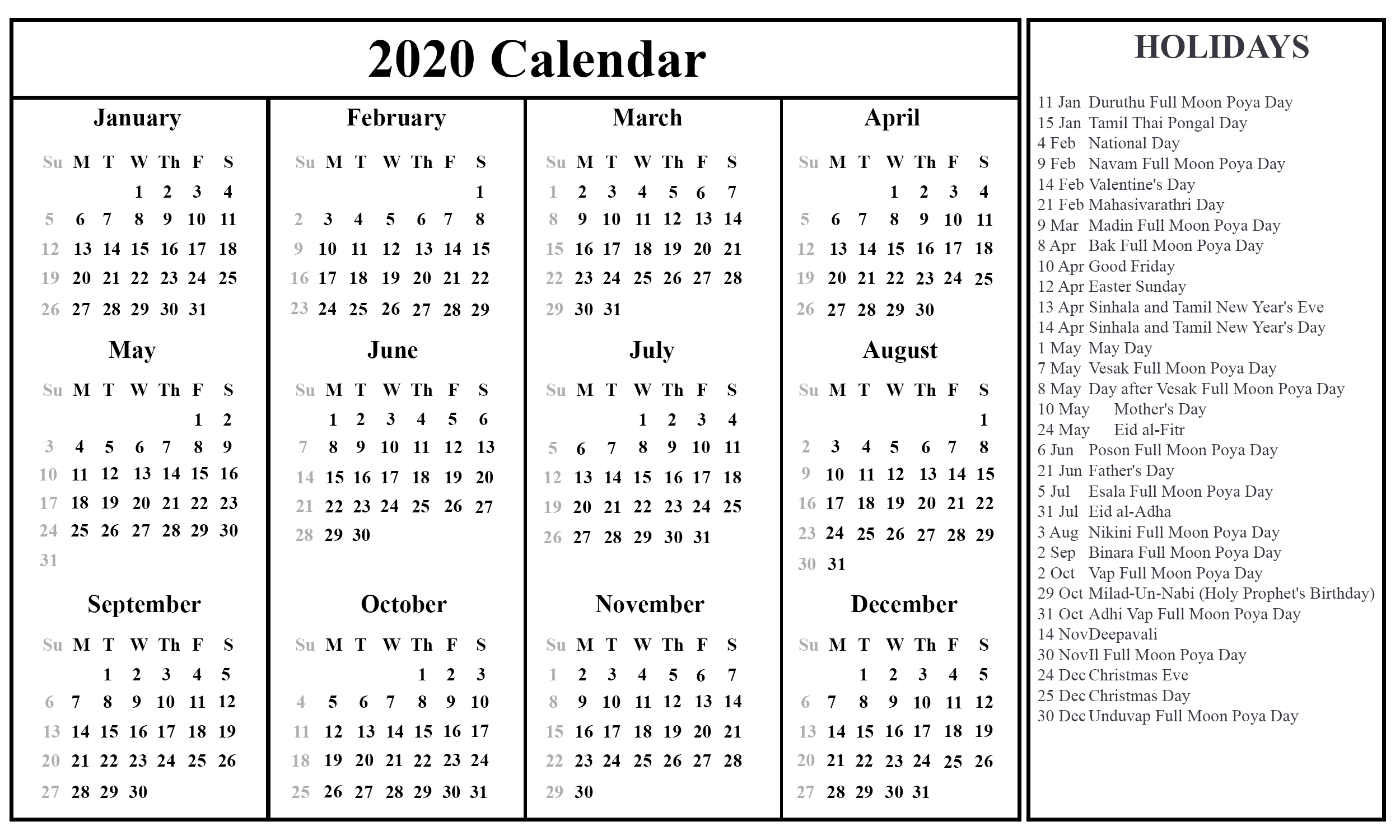 Printable August Calendar Template