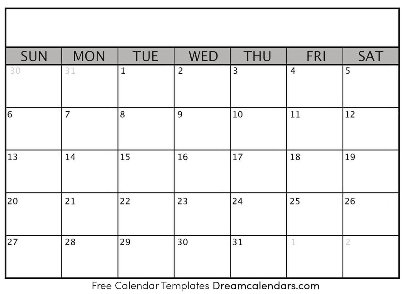 Printable Blank Calendar - Dream Calendars