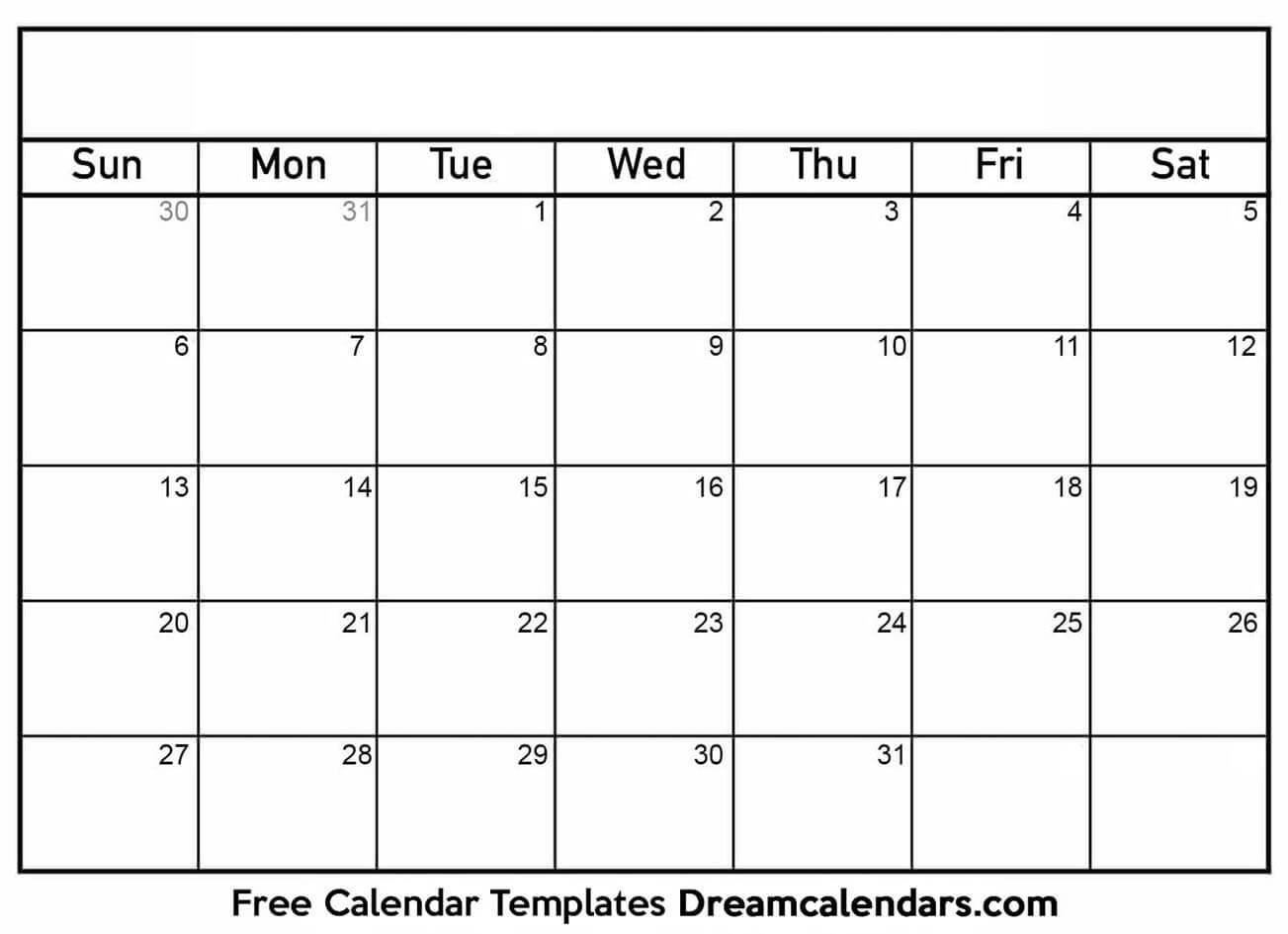 Fre Printable Blank Calander Monthly Pages Example Calendar Printable