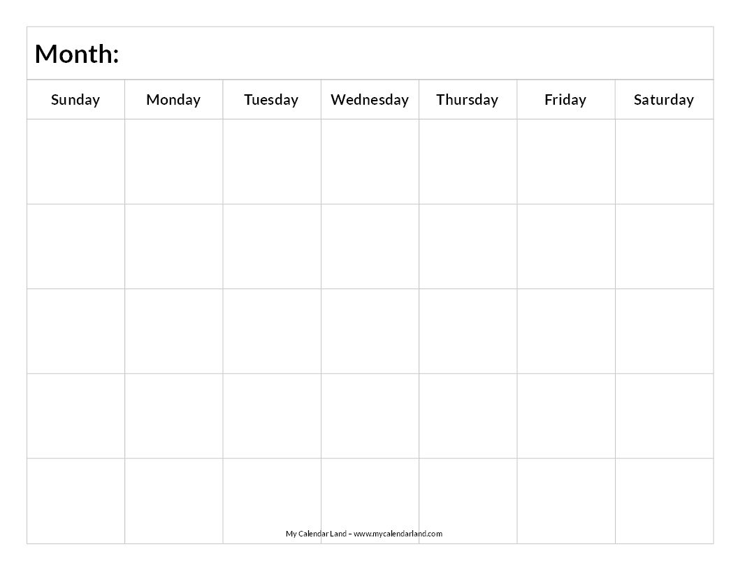 Printable Blank Calendar | Study Schedule | Blank Calendar