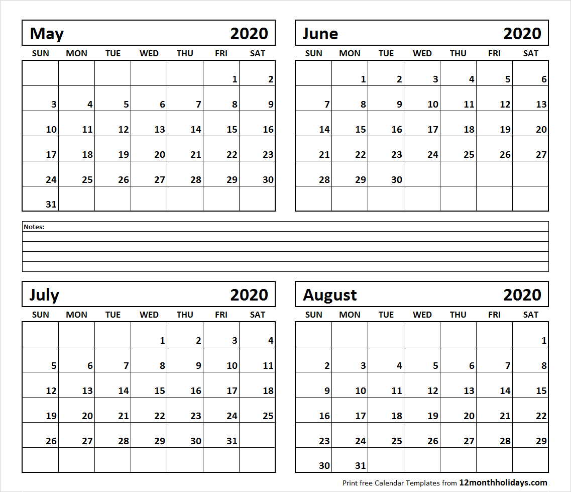 Printable Calendar June And July And August 2020