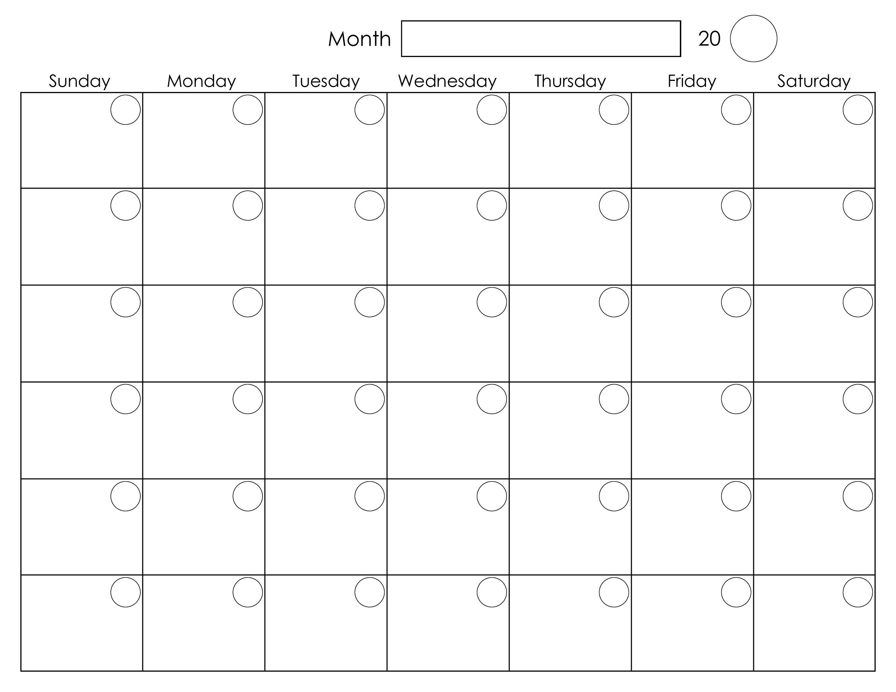 Printable Blank Monthly Calendar | Calendar Template