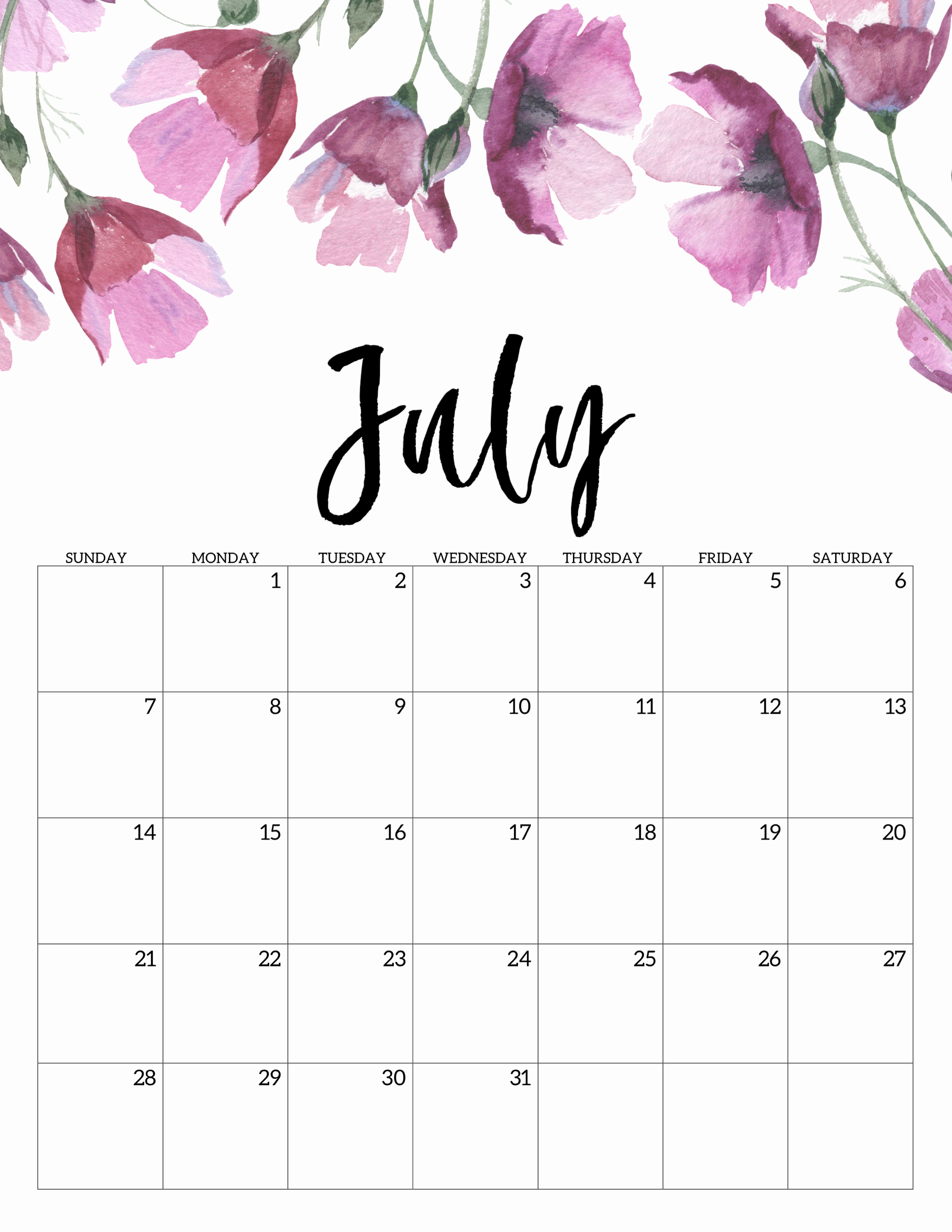 Printable Calander Then Free Printable Calendar 2019 Floral