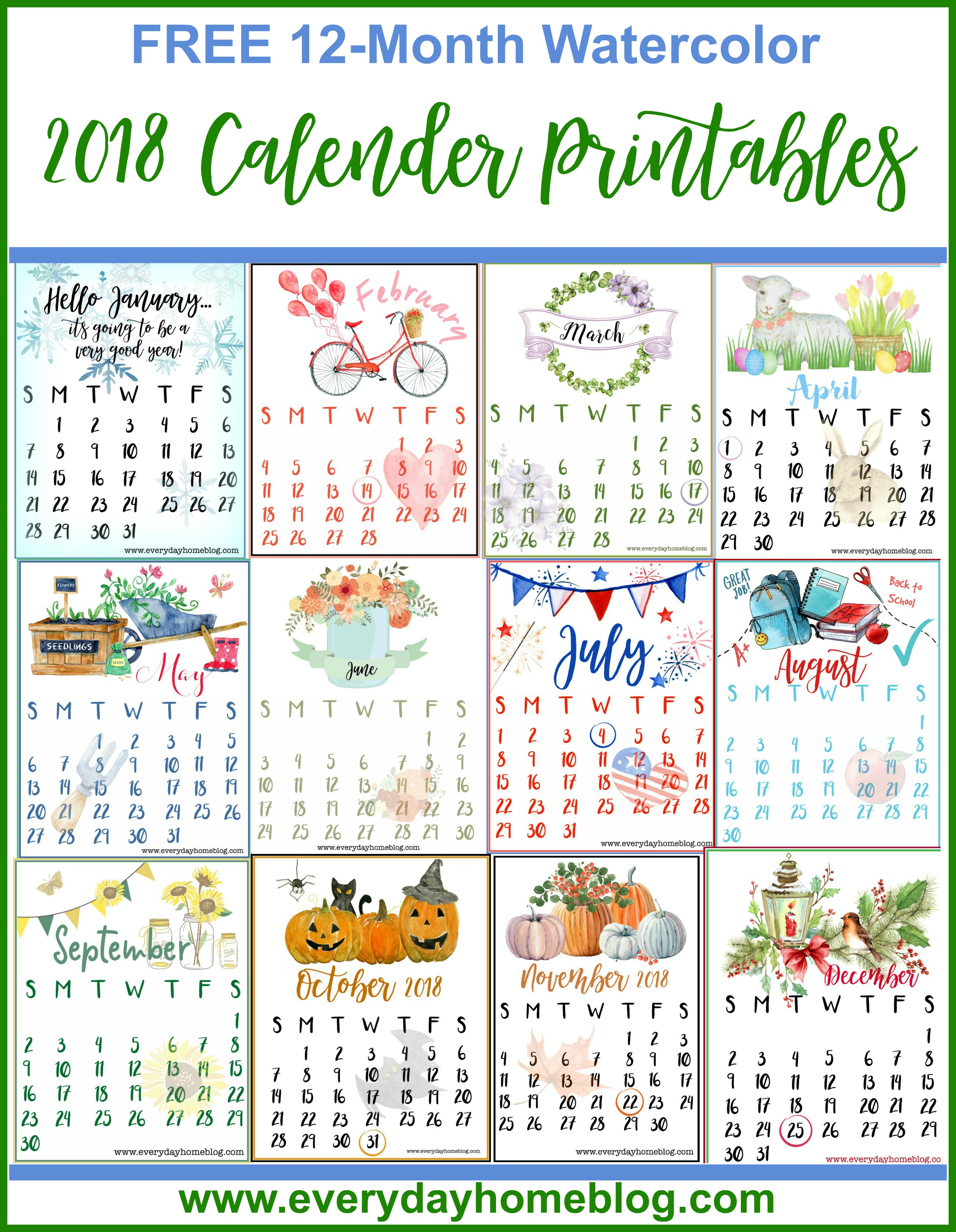 Printable Calendar 2018 All Months | Printable Calendar 2019