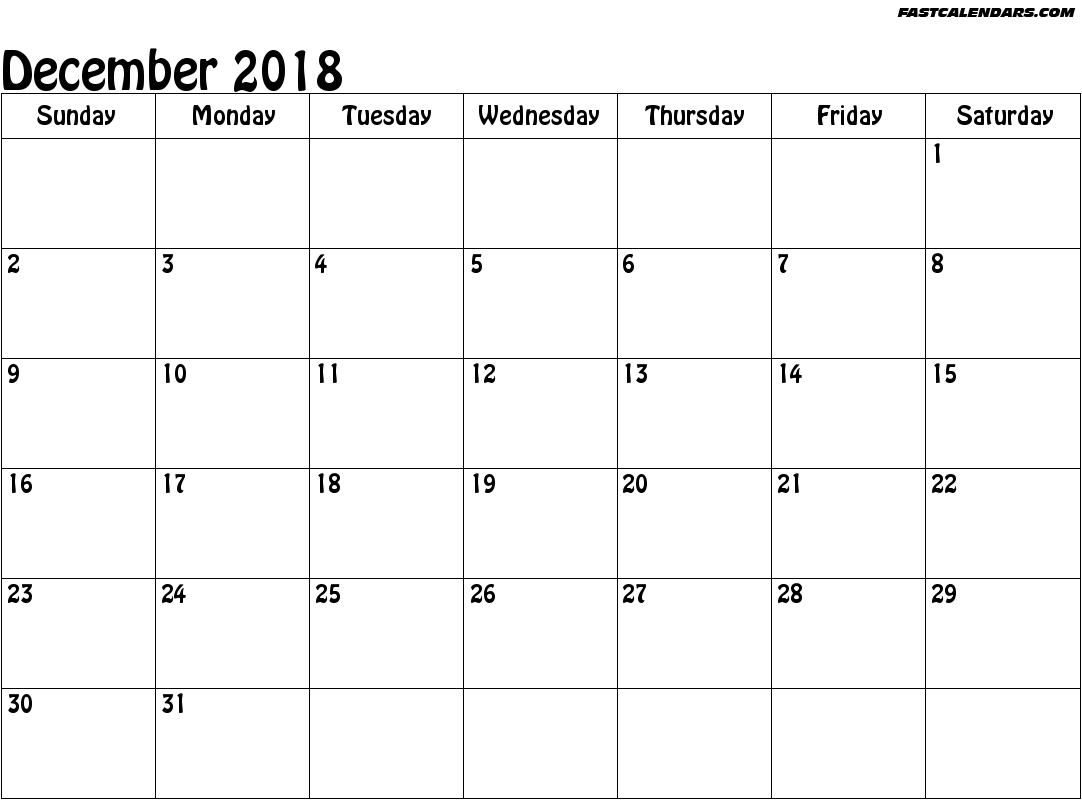 Printable Calendar 2018 December Legal Size | Calendar