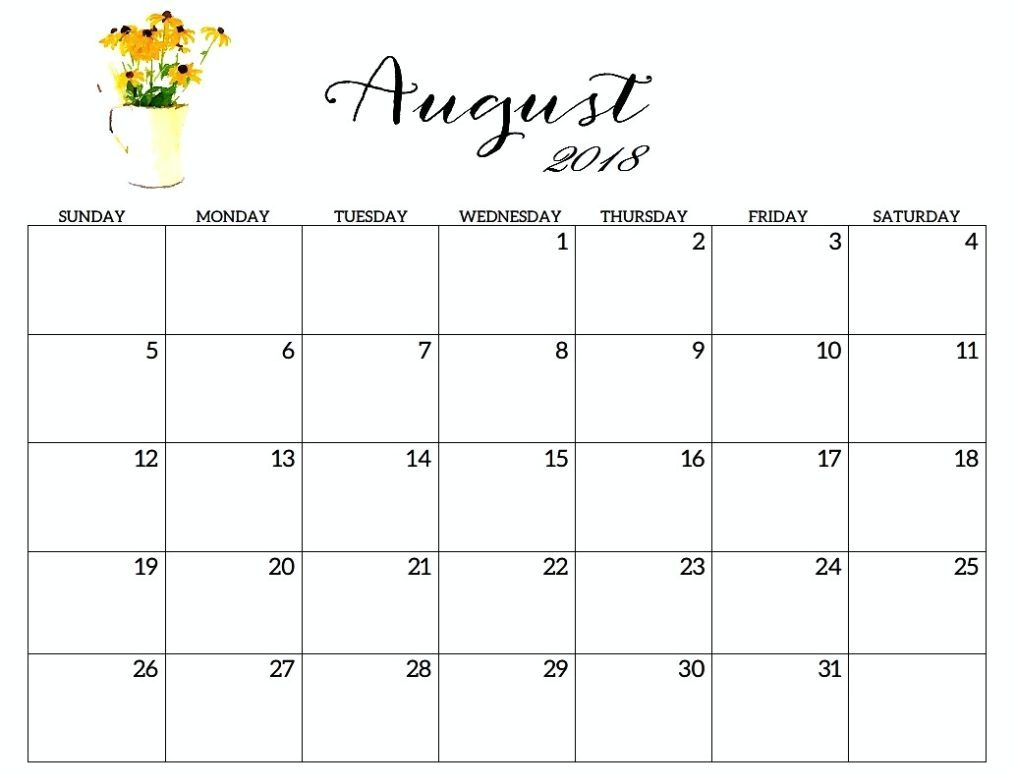 Printable Calendar 2018 With Large Boxes | Printable