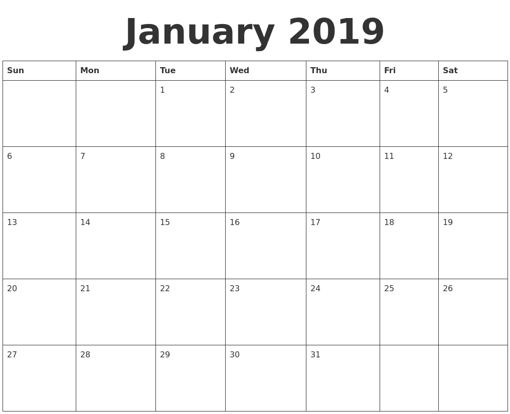 Printable Calendar 2019 Calendarlabs | Printable Calendar 2019