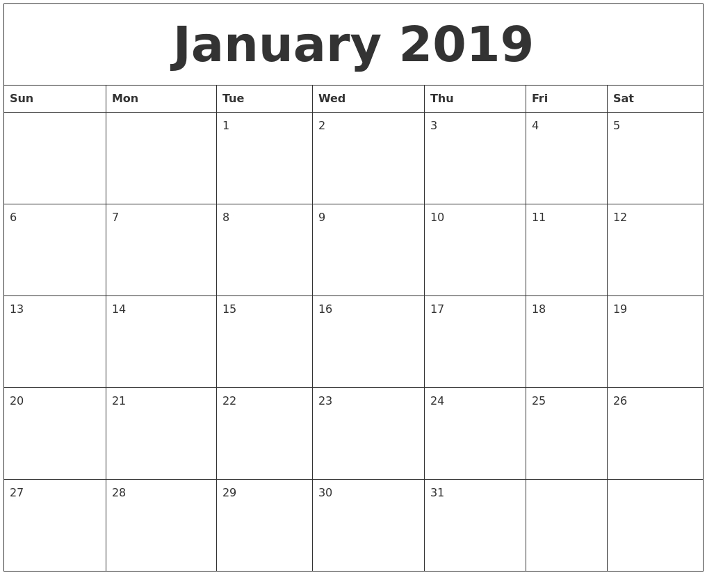 Printable Calendar 2019 Monday To Sunday | Printable
