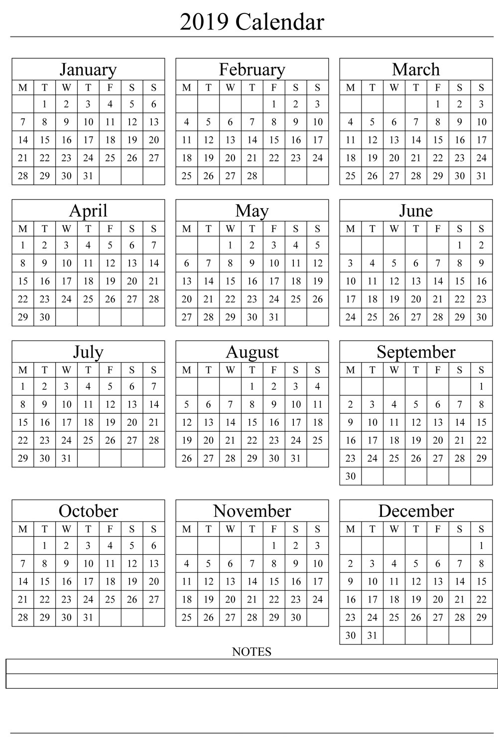 Printable Calendar 2019 Quarterly | Printable Calendar 2019