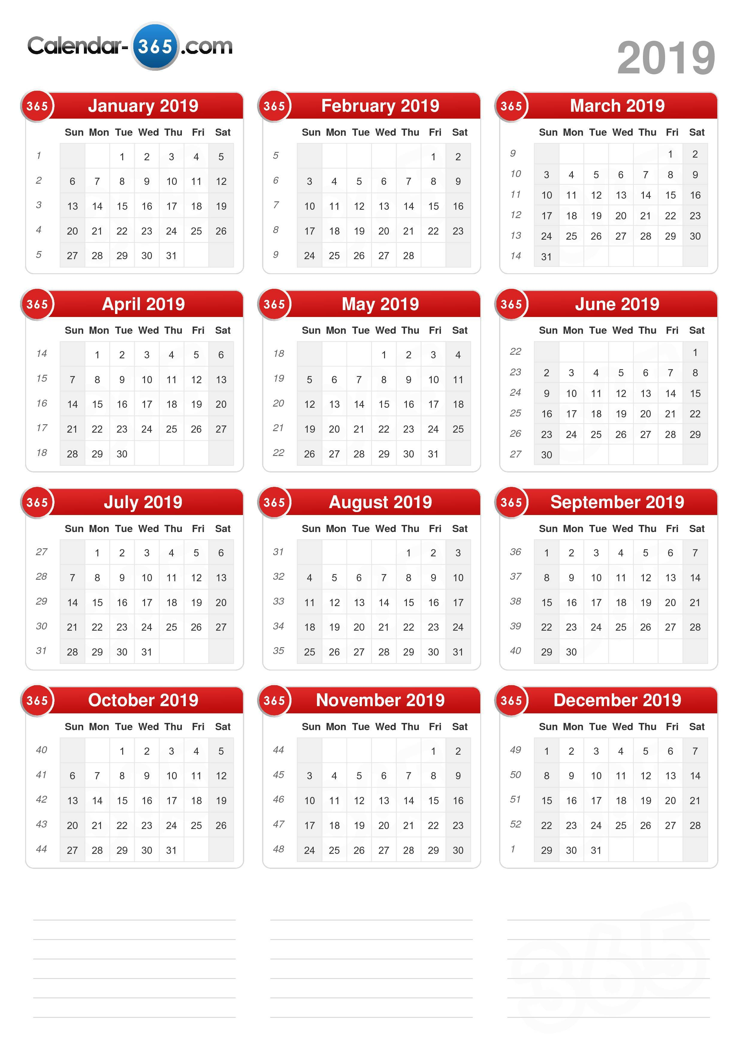 Printable Calendar 2019 Time And Date | Printable Calendar 2019