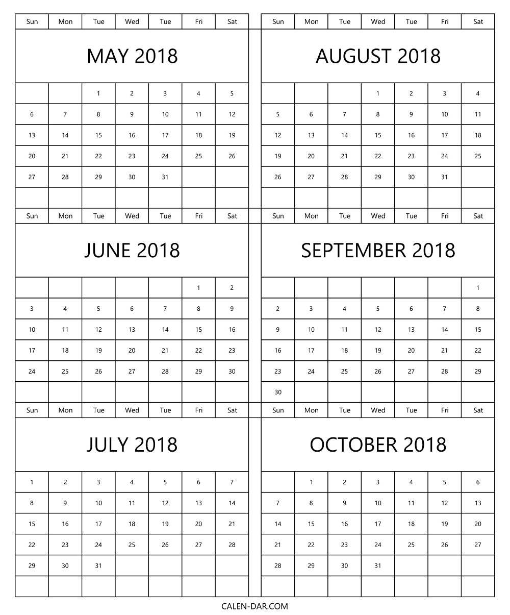 Printable Calendar 6 Months On One Page | Example Calendar Printable