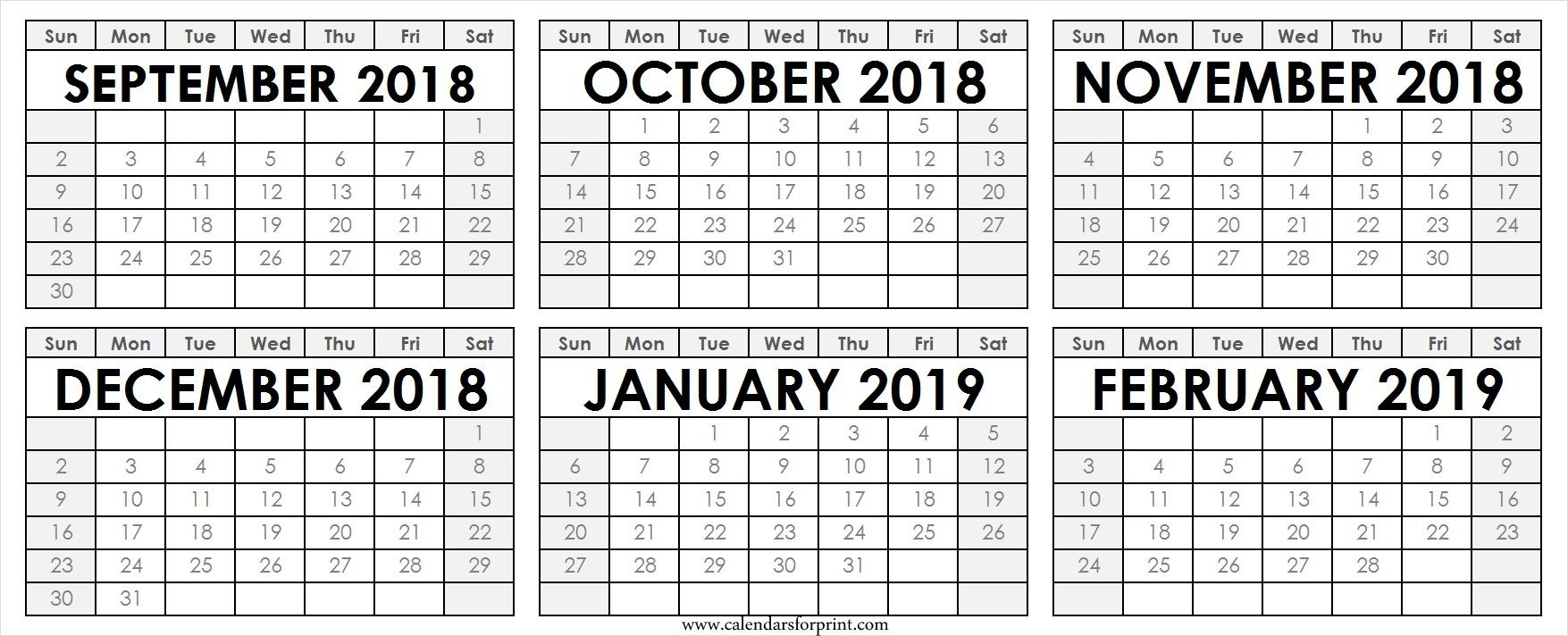 Printable Calendar Aug To Dec 2018 | Calendar Format Example