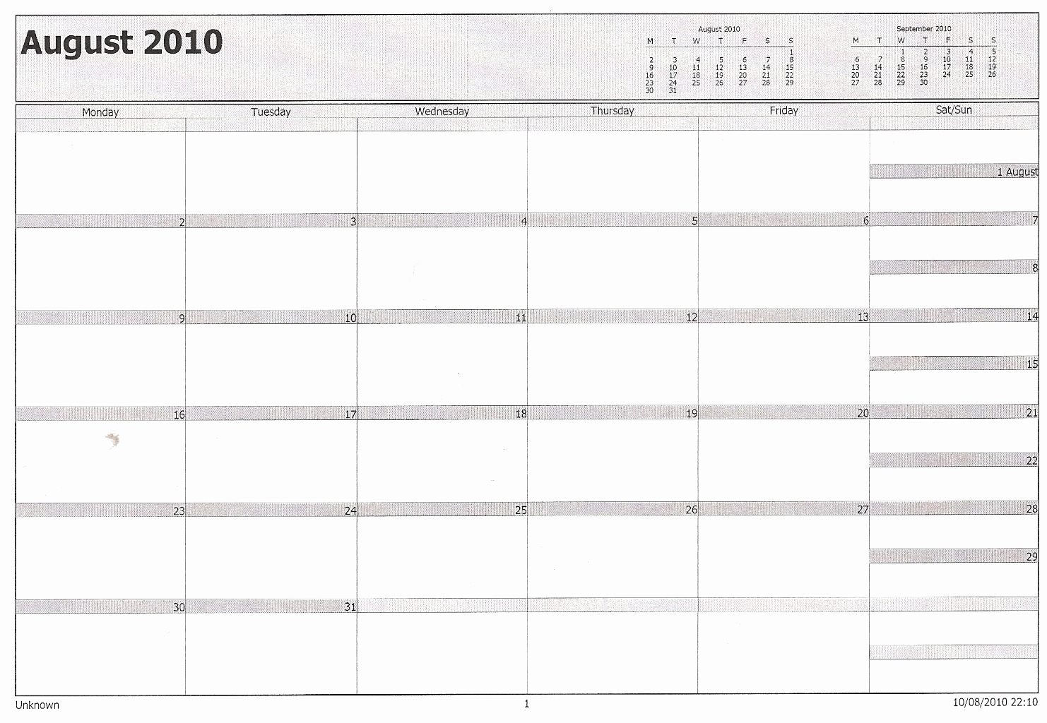 Outlook Blank Calendar Template