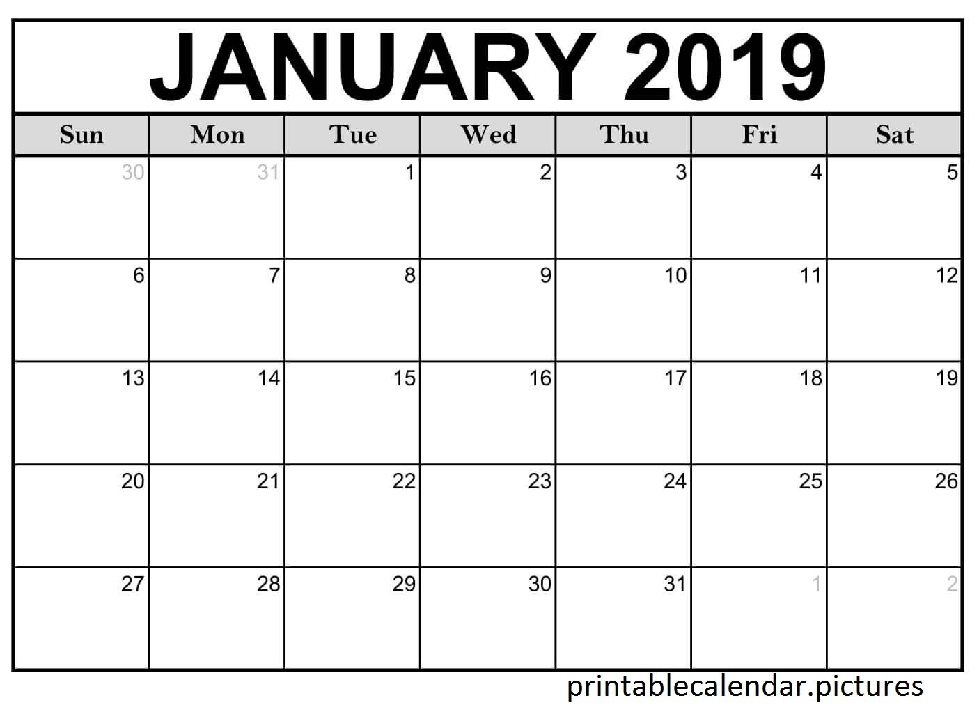 Printable Calendar January 2019 Monthly | Printable Calendar