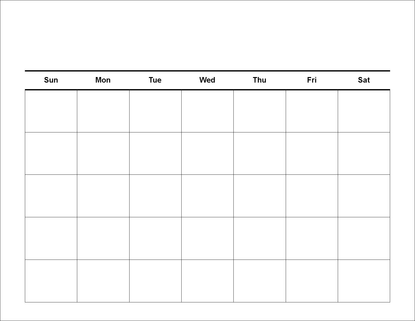 Printable Calendar Large Squares