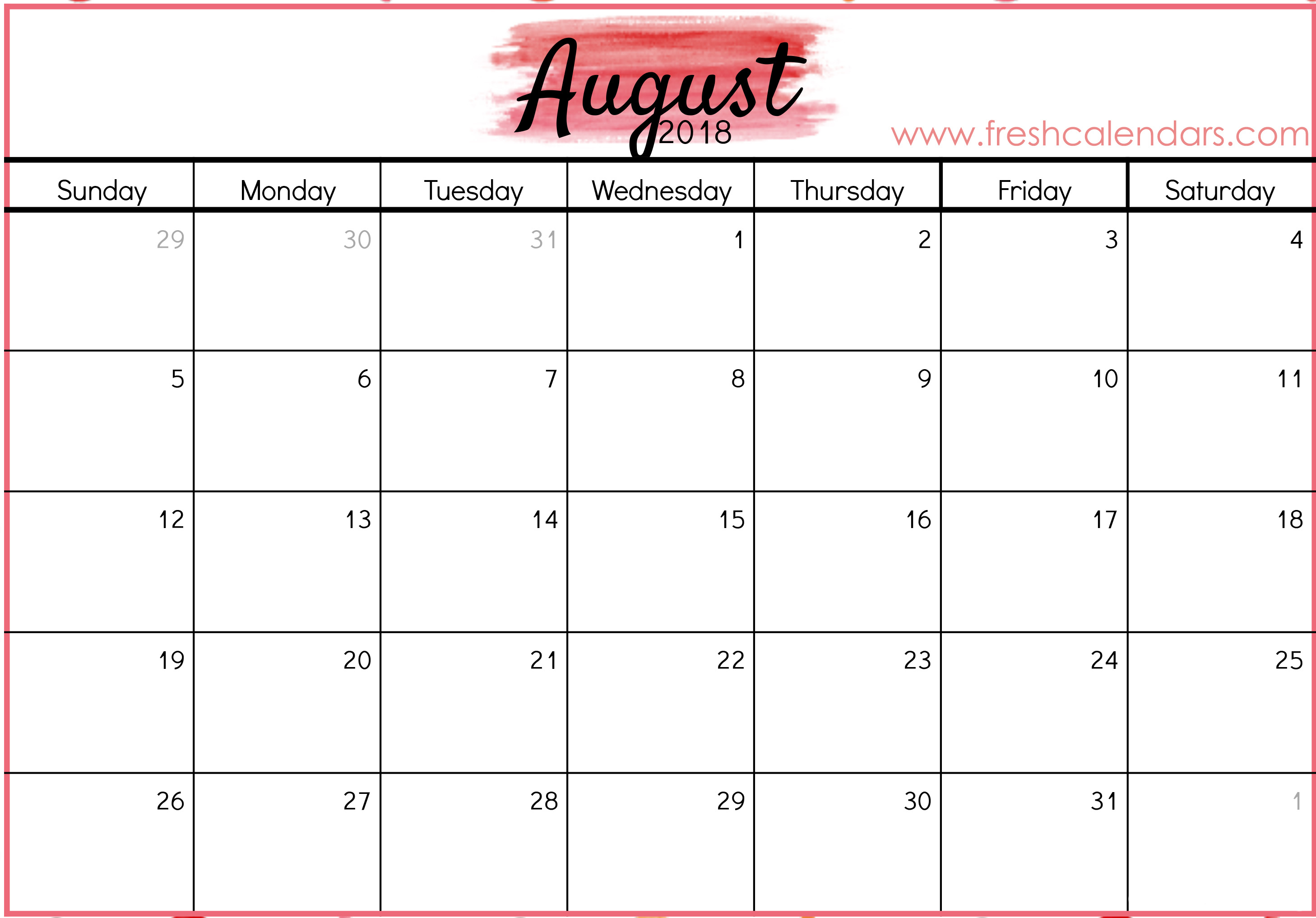 Legal Size Calendar Template