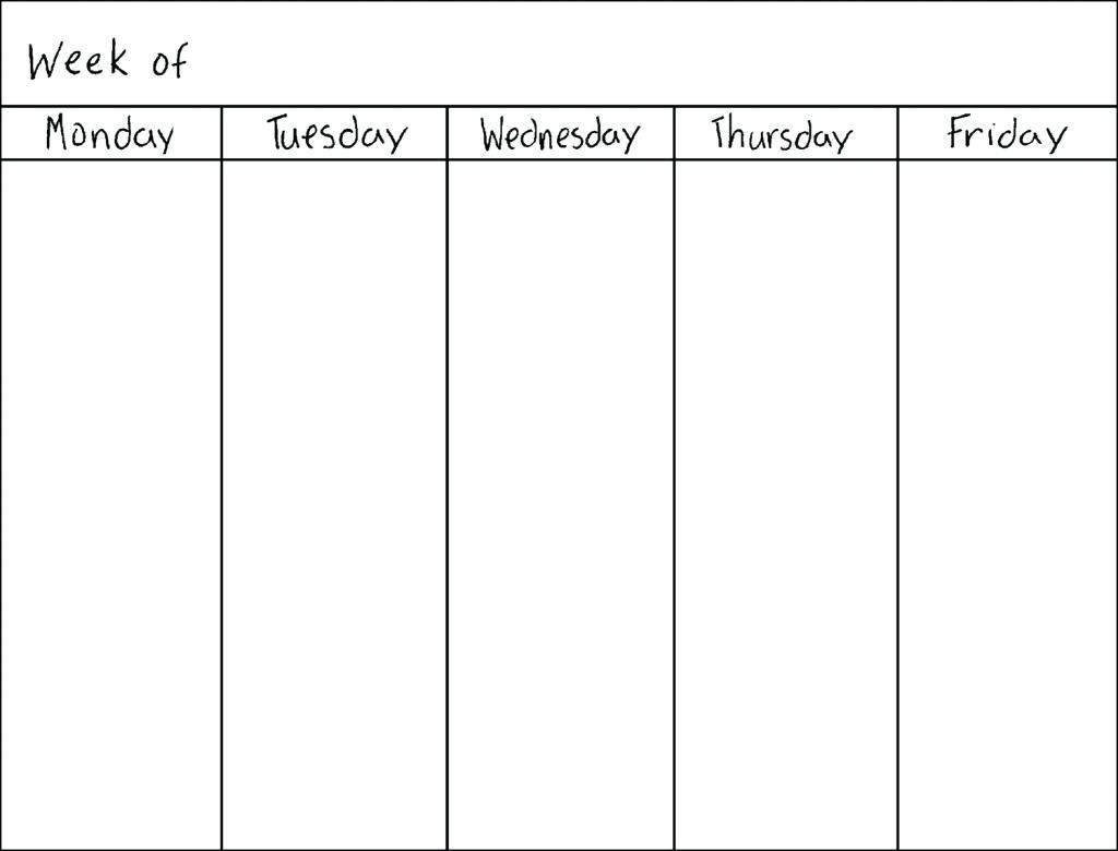 Printable Weekly Calendar Monday Thru Friday Example Calendar Printable