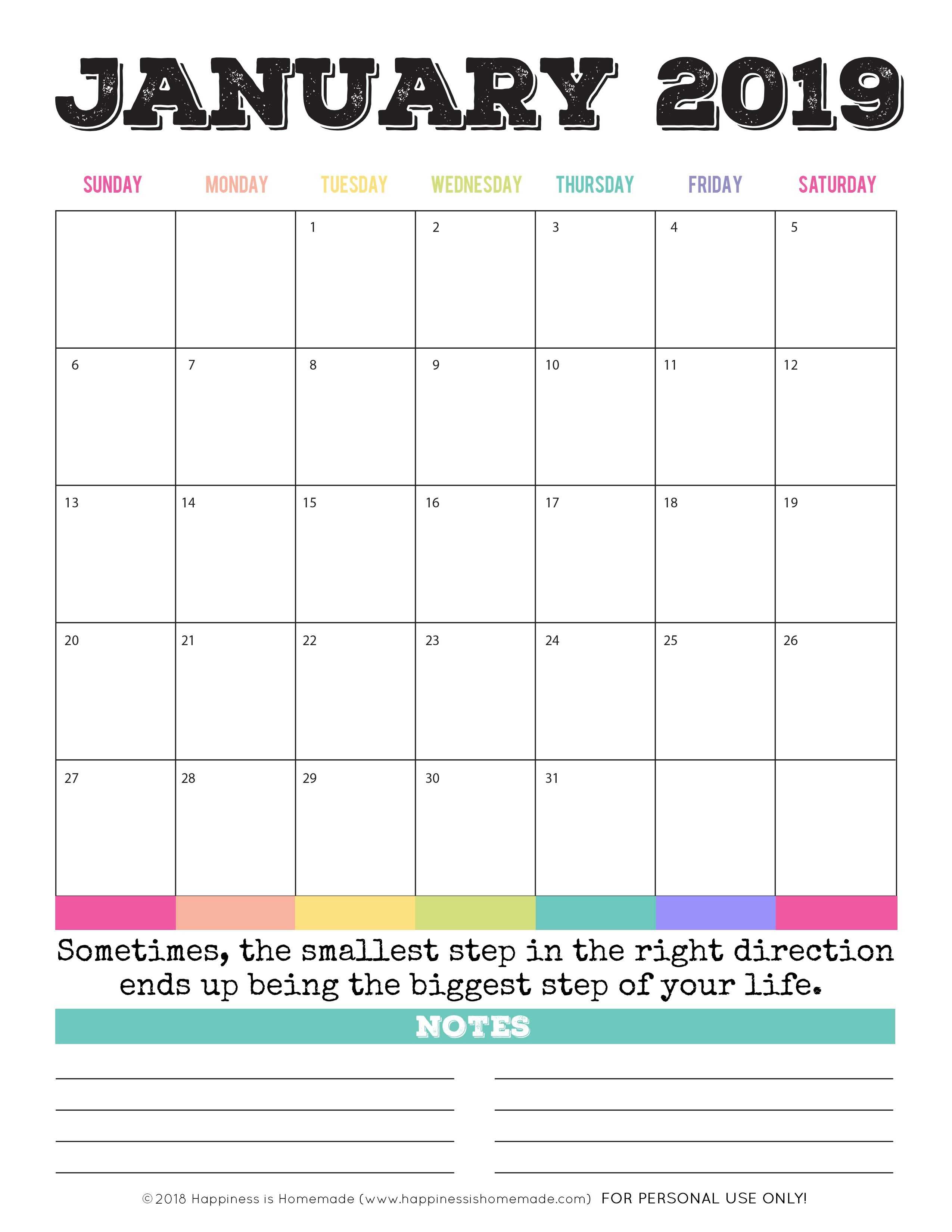 Printable Calendar Monthly 2019 | Isacl