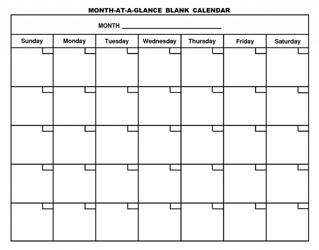 Blank Calendar Monthly Pages