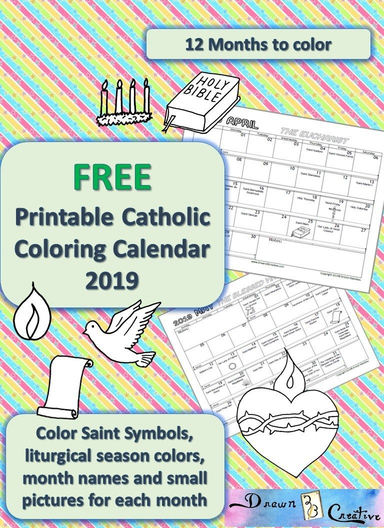 Printable Catholic Coloring Calendar 2019 | Catholic