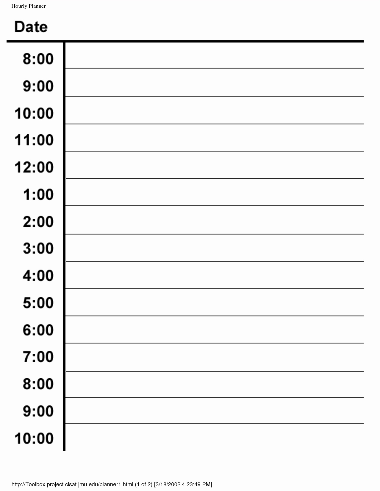 day hourly schedule template