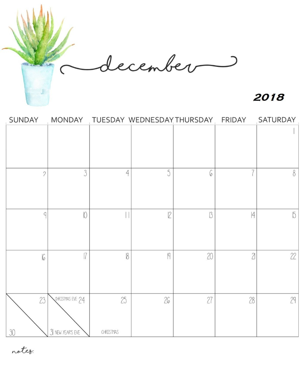 Printable December 2018 Calendar Planner | Calendar