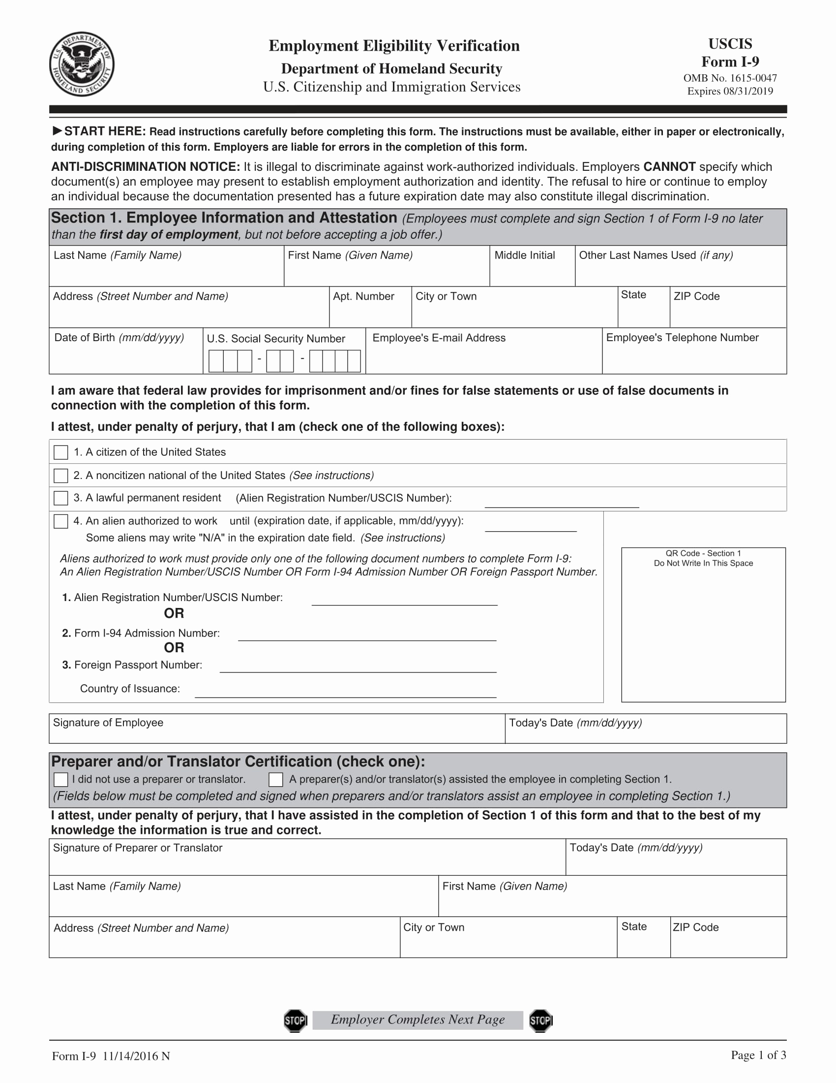 Printable I 9 Form Of I9 Form Irs I 9 Form Bing Blank W9