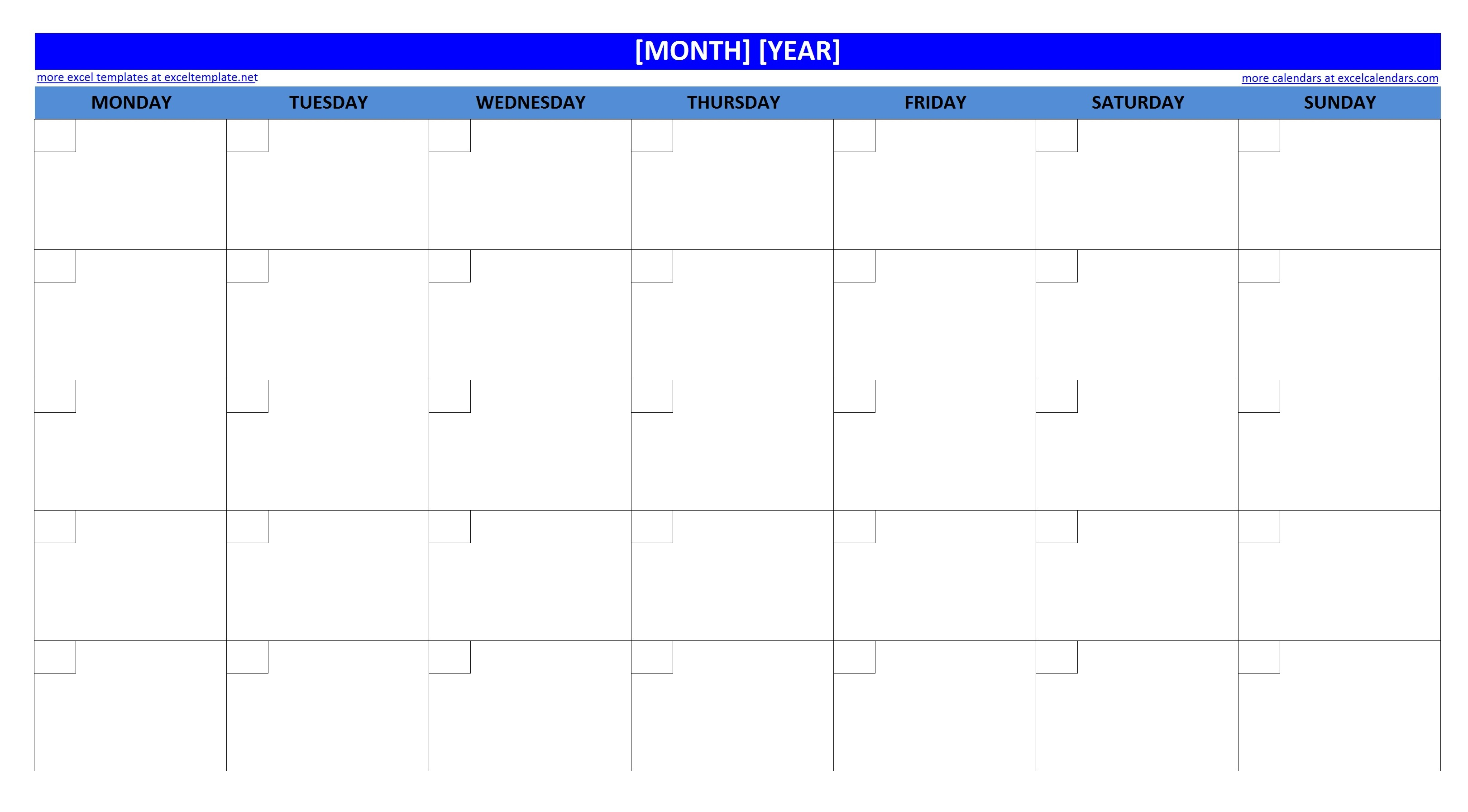 Printable Monthly 2018 Calendar Large Box Grid At