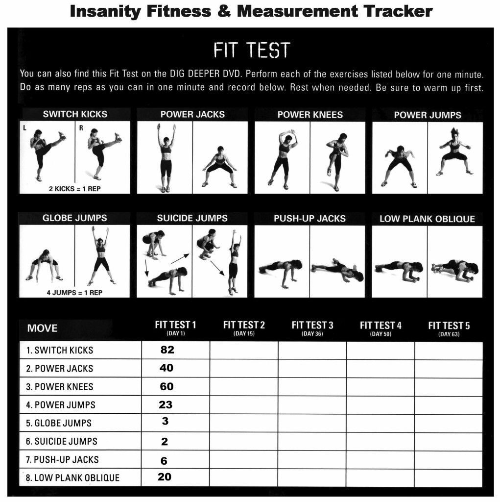 Printable Sample Insanity Workout Calendar Form | Workout