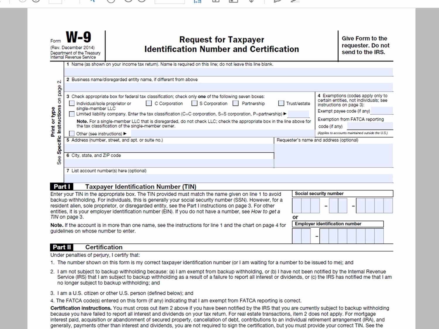 Free W 9 Form Printable Example Calendar Printable 9729