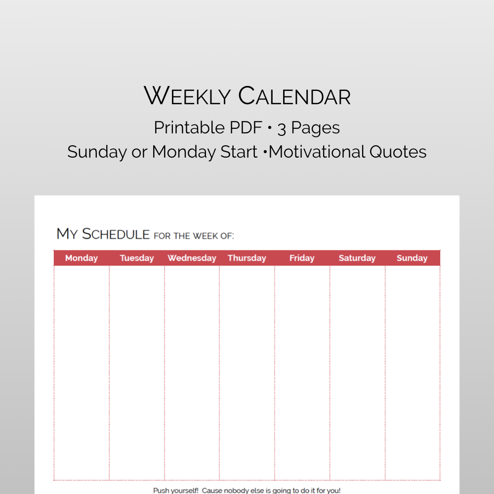 Printable Week Blank Calendar Weekly With Hours Monday
