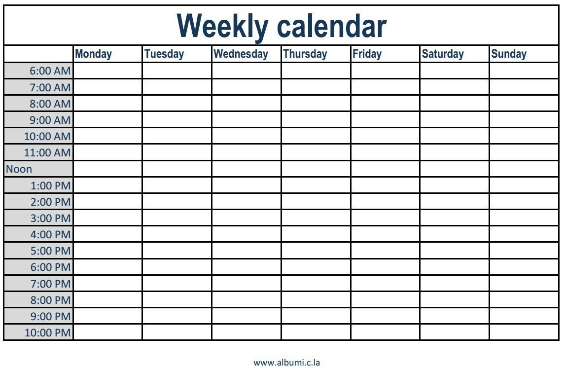 Printable Schedule With Time Slots