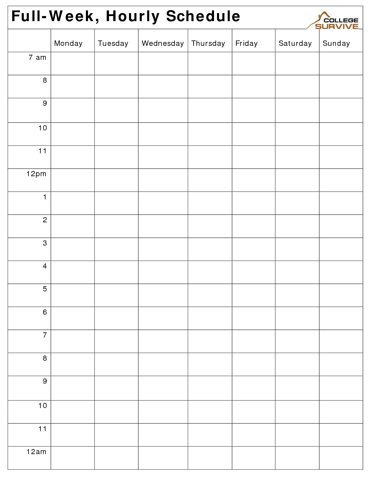 Printable Weekly Hourly Schedule Template E2 80 A6 List