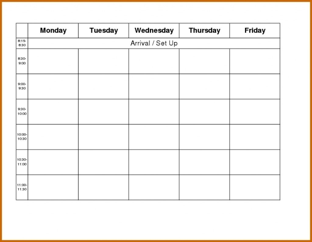 Printable Weekly R Monday Through Friday Template Blank Free