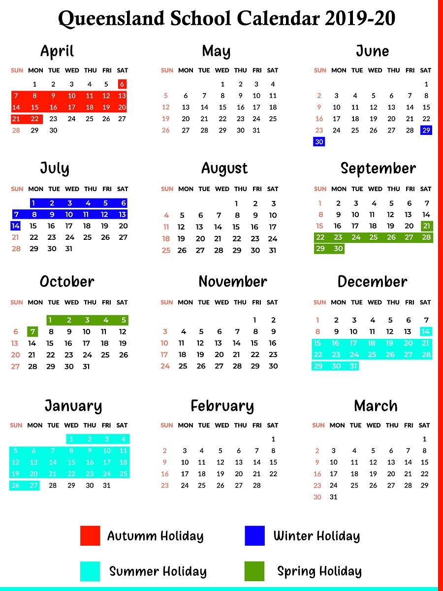 Printable Calendar 2020 School Holidays Qld Example Calendar Printable