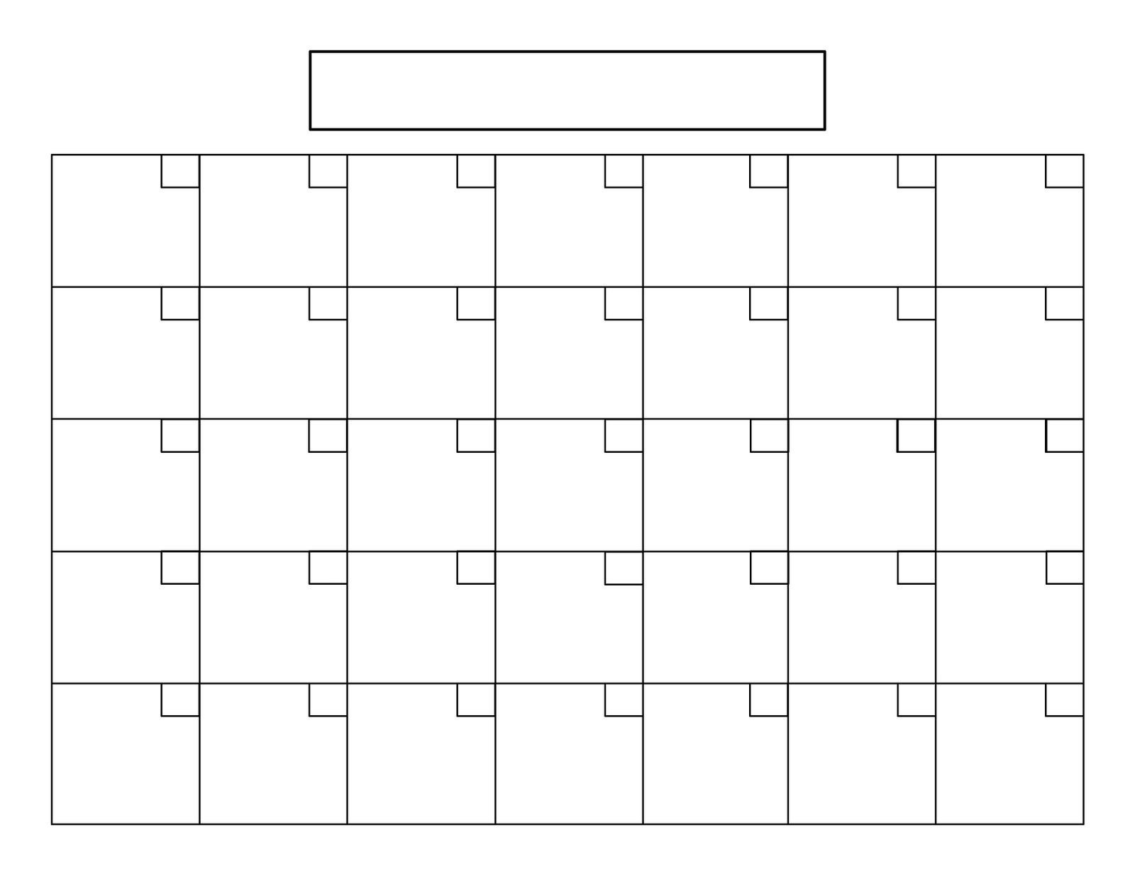 Blank Calender 31 Days