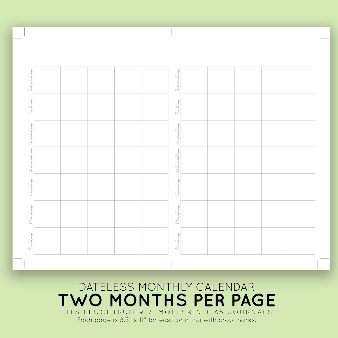 Monthly Calendar With No Dates Example Calendar Printable