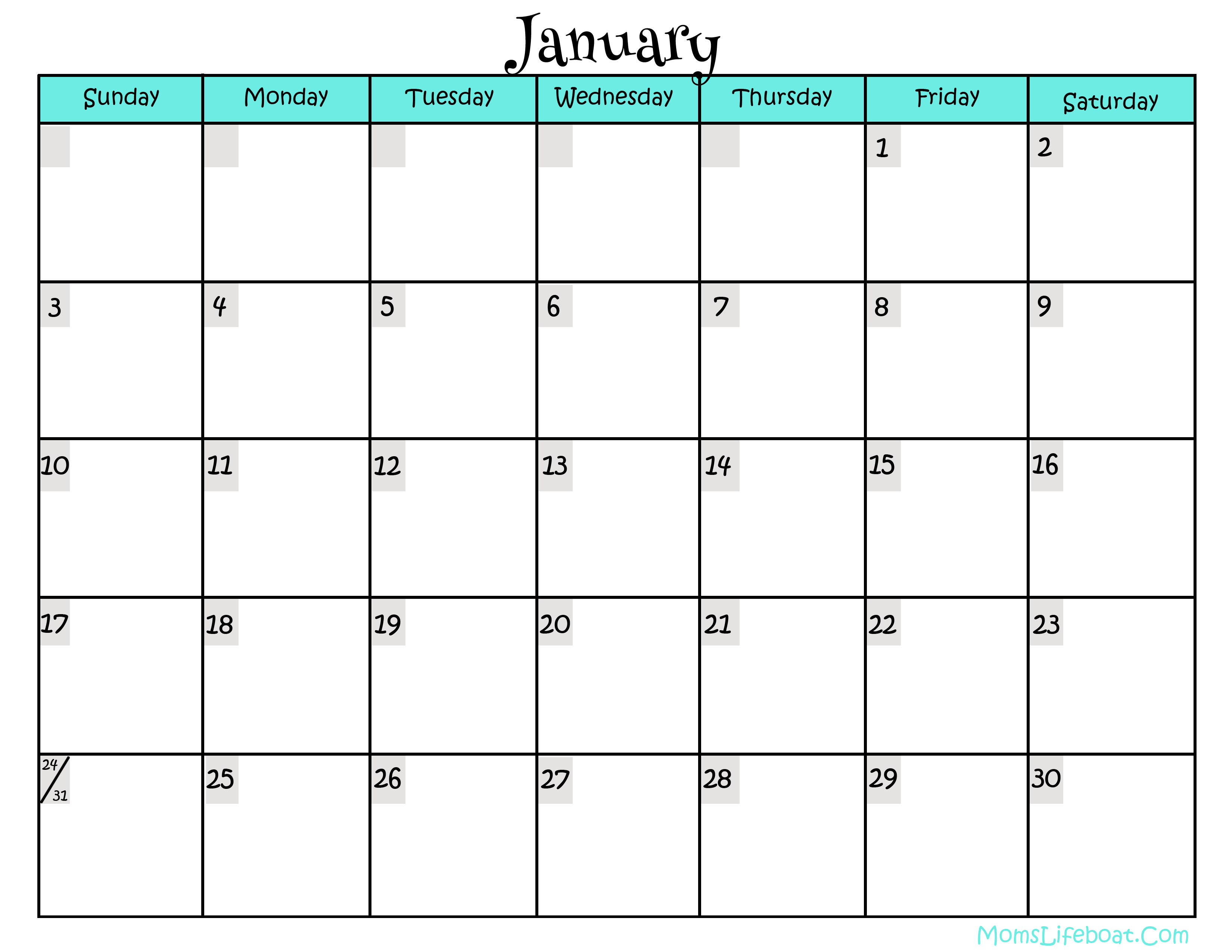 Printable Calendar Without Dates - 2020 Printable Calendar With ...