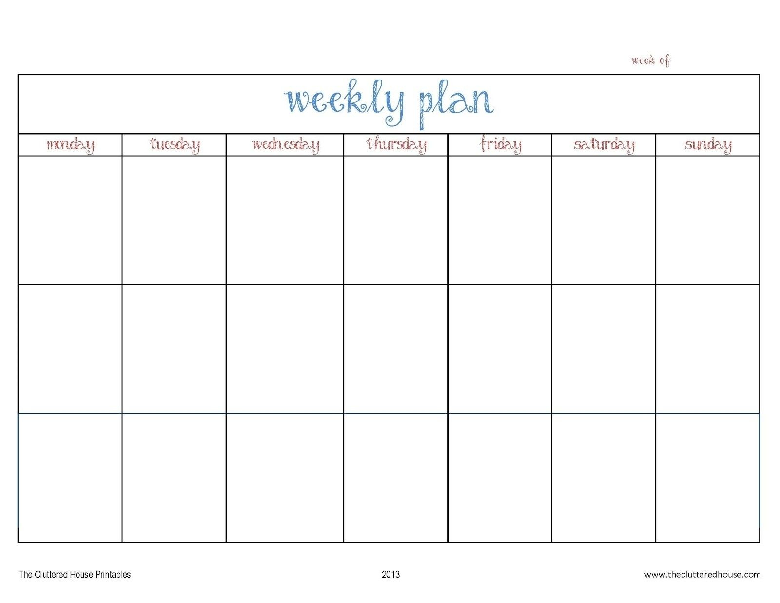 Schedule Template Print Blank Calendar Outlook Weekly Day