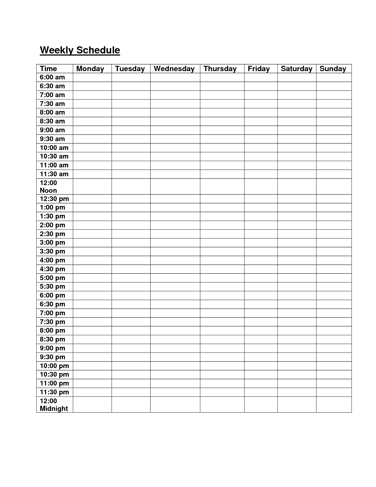 Schedule Template Printable Daily Weekly K Templates