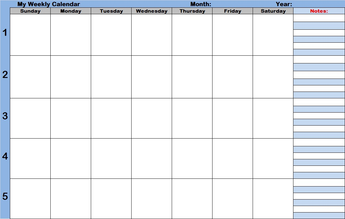 Schedule Template Weekly Calendar With Times Monthly Time