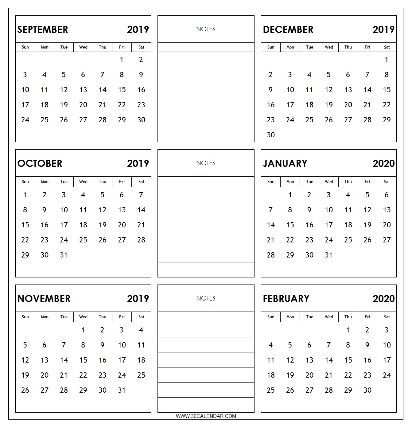 Printable Calendar 2020 6 Months | Example Calendar Printable