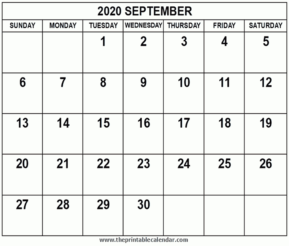 September 2020 Calendar