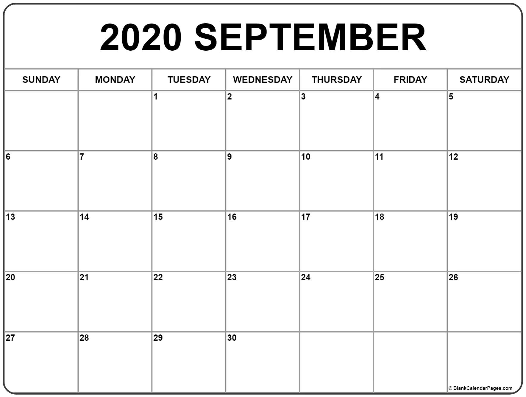 September 2020 Calendar