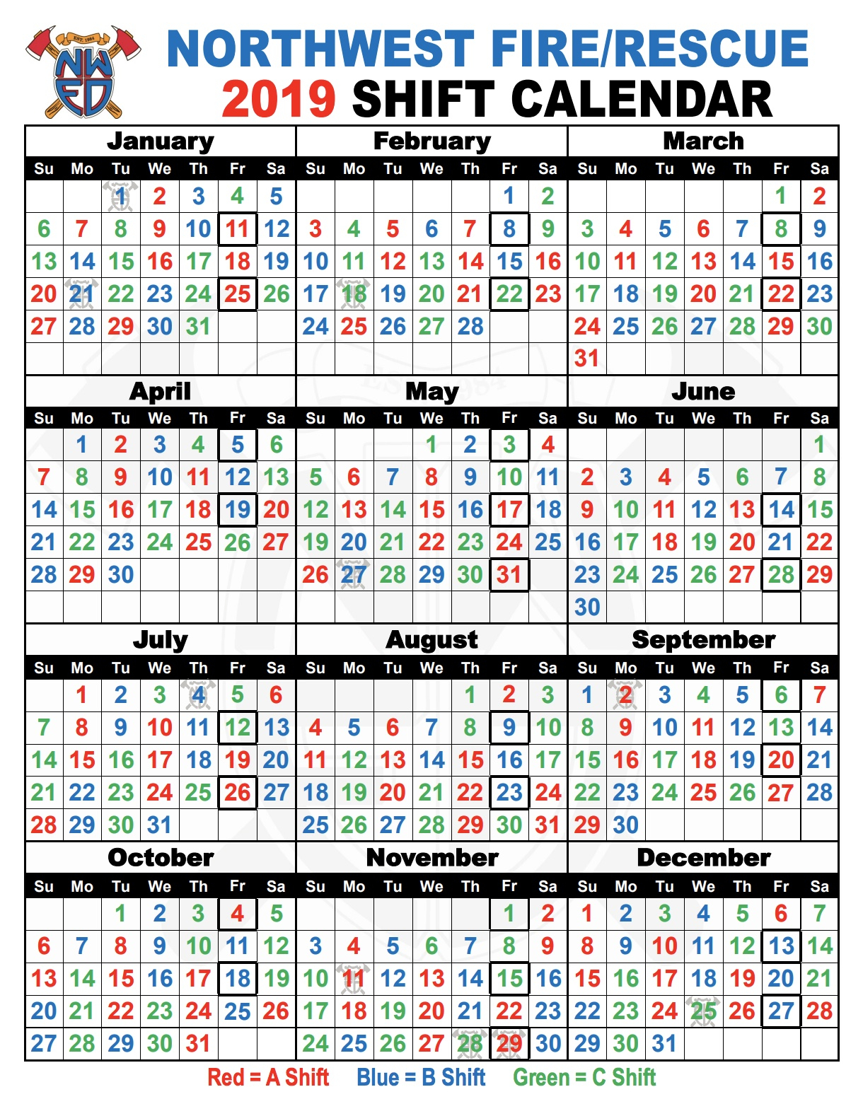 Printable Shift Calendars For Firefighters  Example Calendar Printable