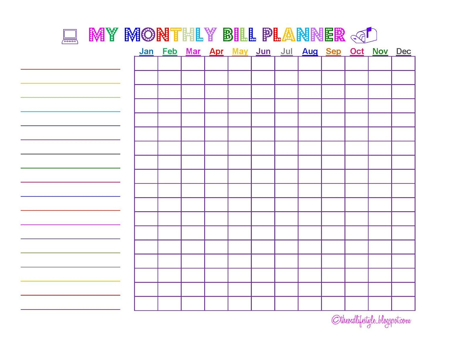 Free Printable Monthly Charts