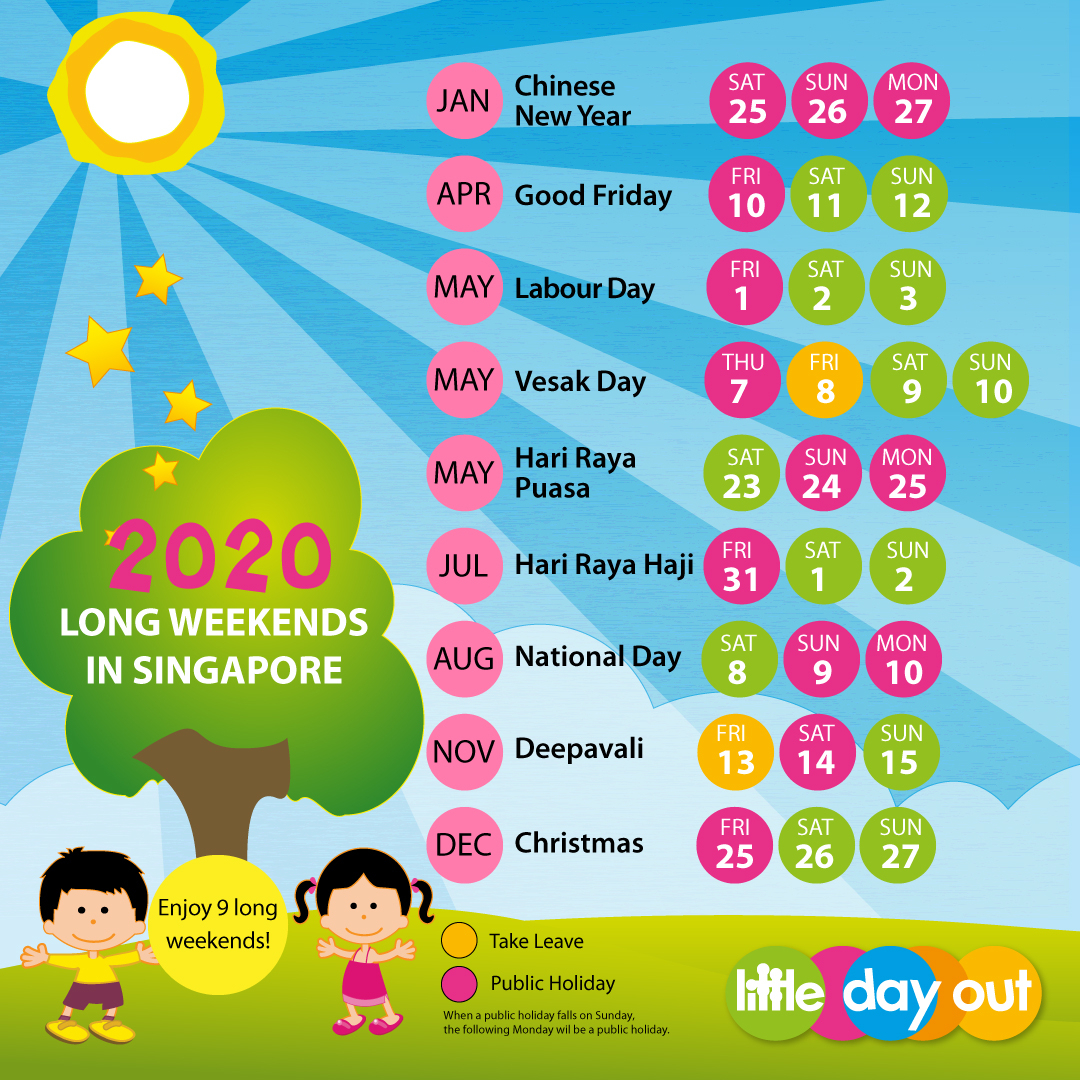 Singapore Public Holidays &amp; School Holidays 2020 - Little