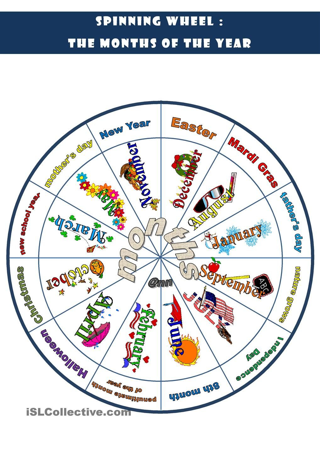 Spinning Wheel: The Months Of The Year | Charts | Months In