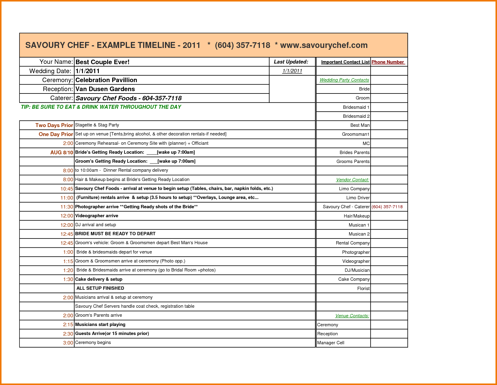 Spreadsheet For Wedding Planning - Outlookdirectory