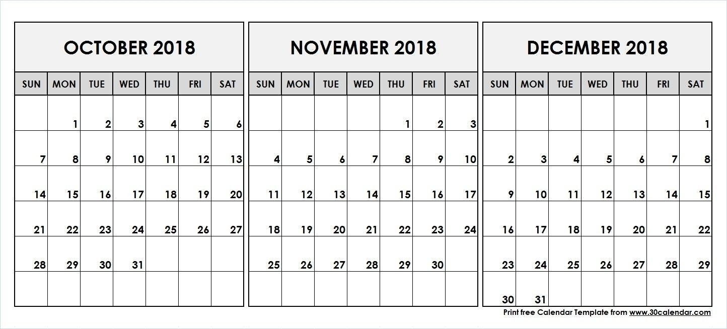 Take Calendar For October Thru December 2019 ⋆ The Best